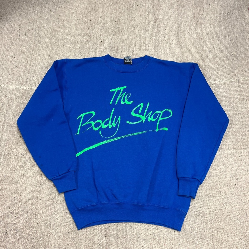 Vintage‎ The Body Shop Sweatshirt Mens Large Blue 1990s